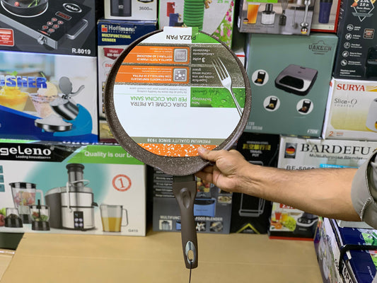 Non Stick Creepy Pans - Pizza Pan and Tawa 32cm Granite Coating Color Dark