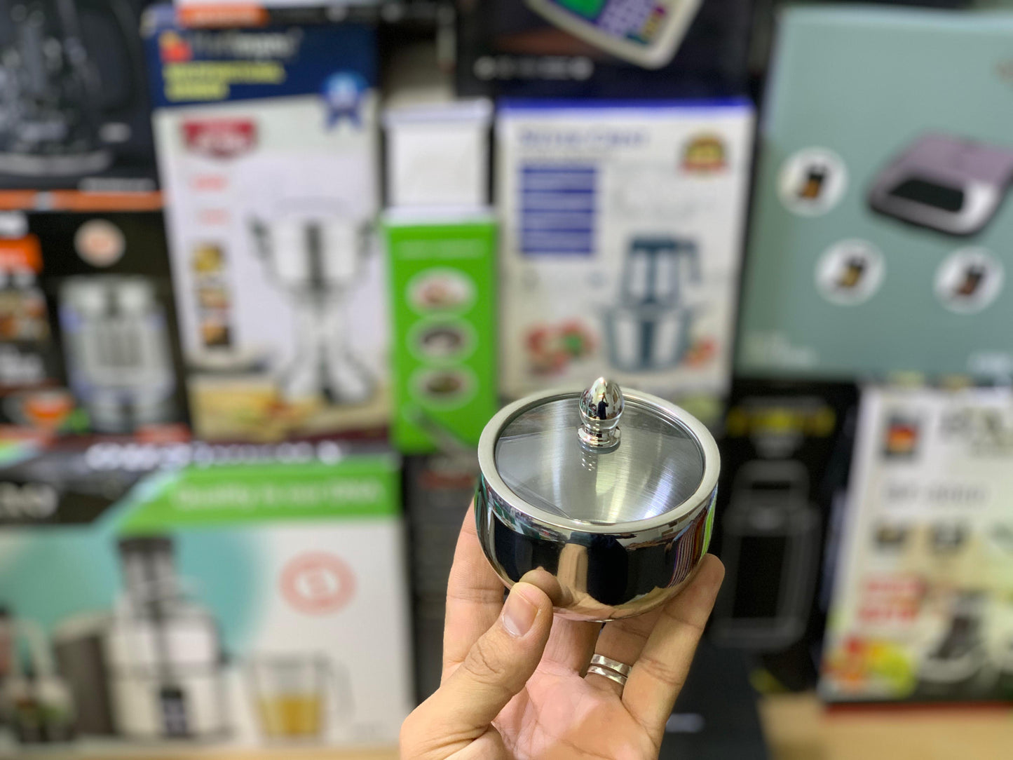 Seasoning Tank 9cm pot Stainless steel with tea Spoon | Spice Rack