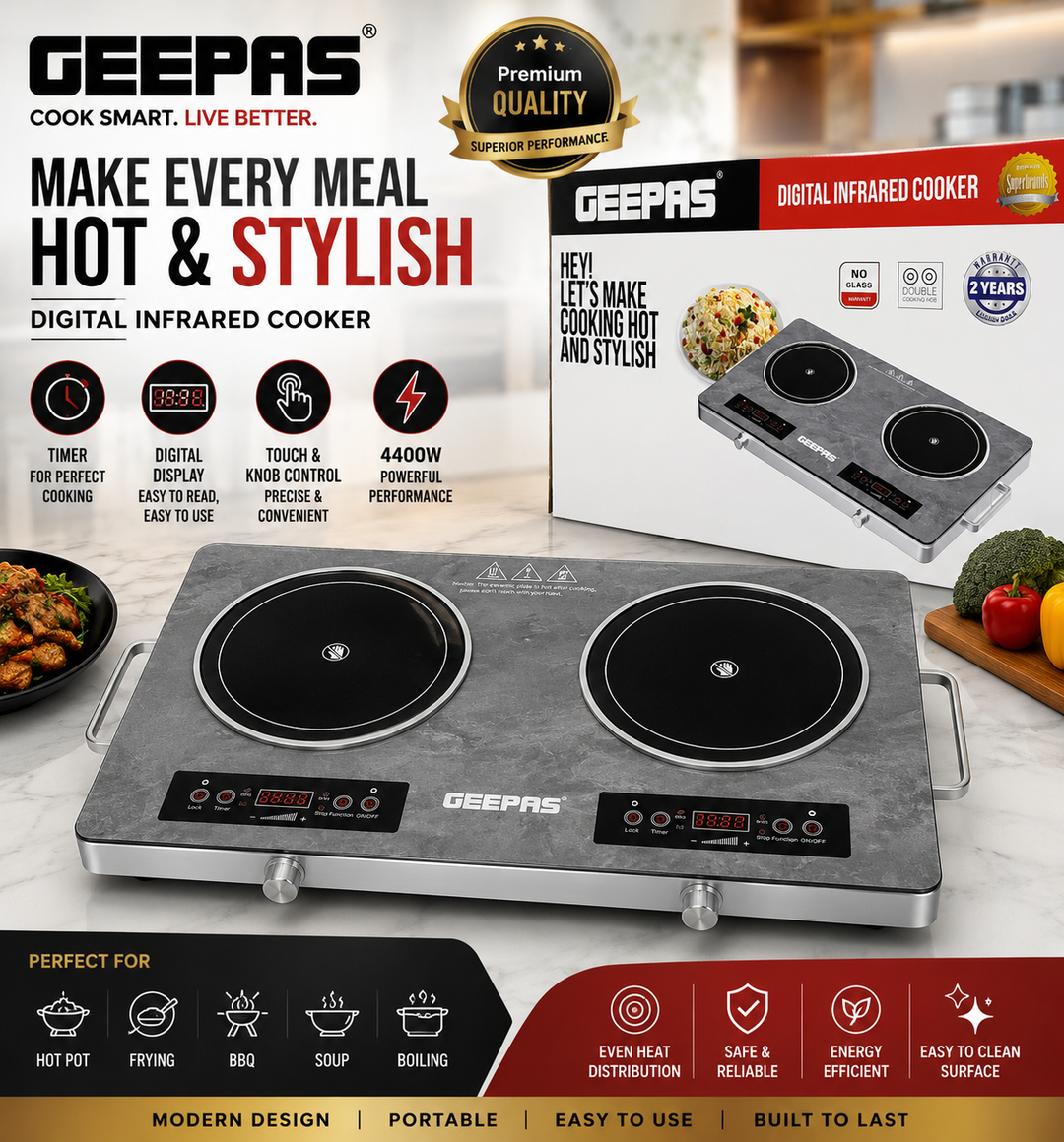 Geepas Double Burner Electric Infrared Cooker 6134