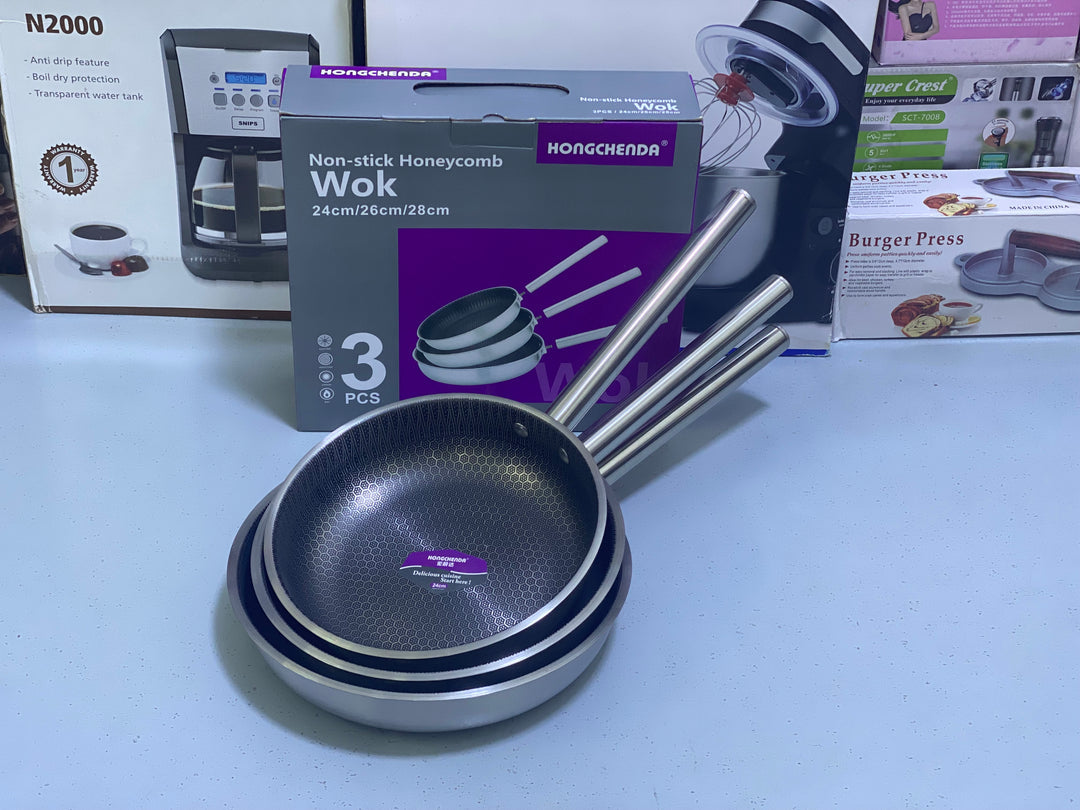 Non Stick Honeycomb Pattern Frying Pans with Removable Handles