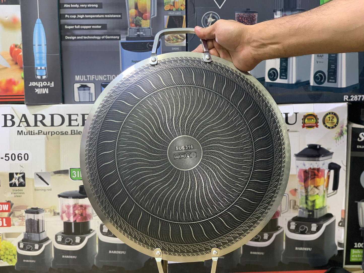 Laser coating honeycomb pattern tawa stainless steel