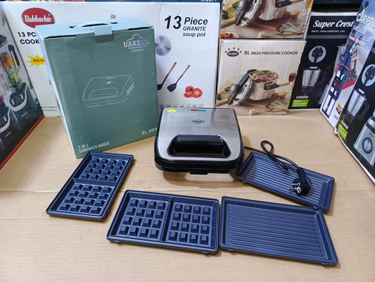Uakeen 3 in 1 Sandwich Maker 750W l ZL-409