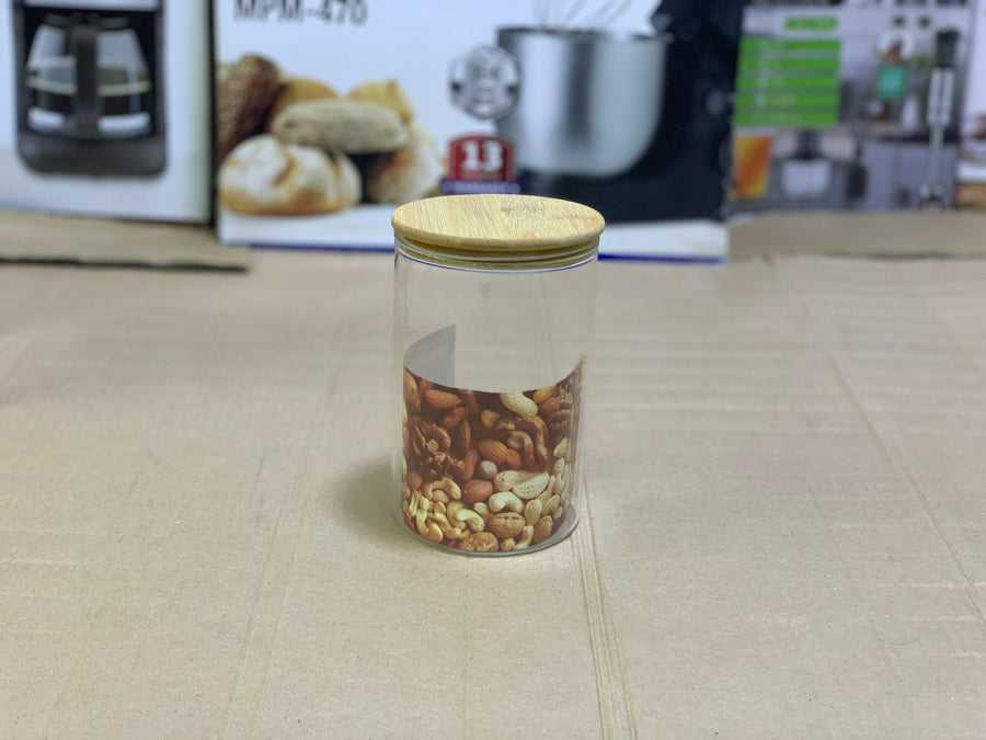 WELLDECO 3-Pcs Glass Storage Jar Set with Wooden Lids