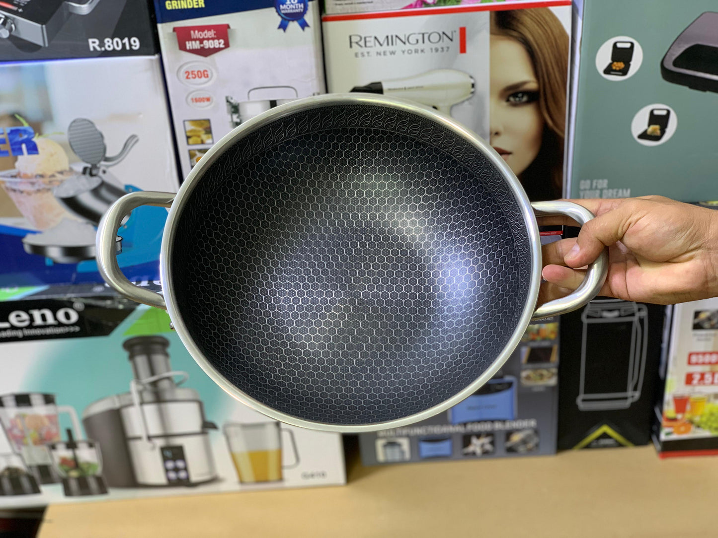 Laser Coating Shallow Type Casserole Handi- Shape Stainless Steel