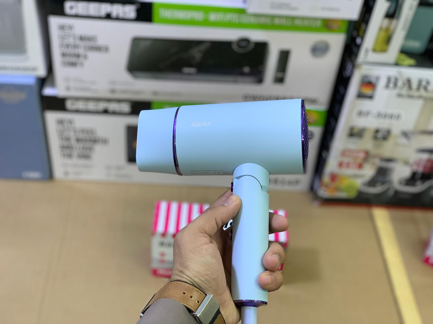 Kolax brand Hair dryer 2100 watt and 2 level speed Foldable over heating protection 350ml capacity