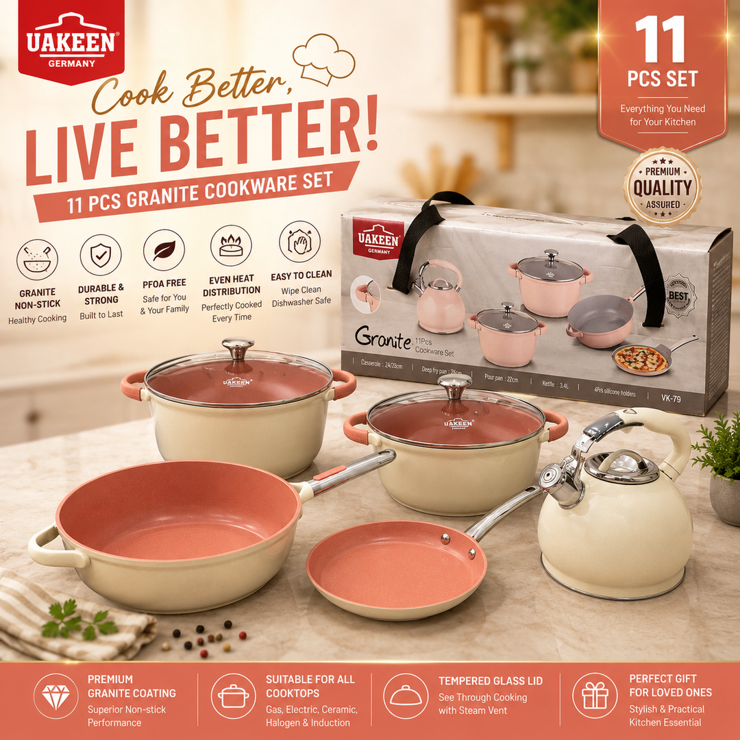 UAKEEN Induction Die-Cast Granite Cookware Set 11pcs VK-79