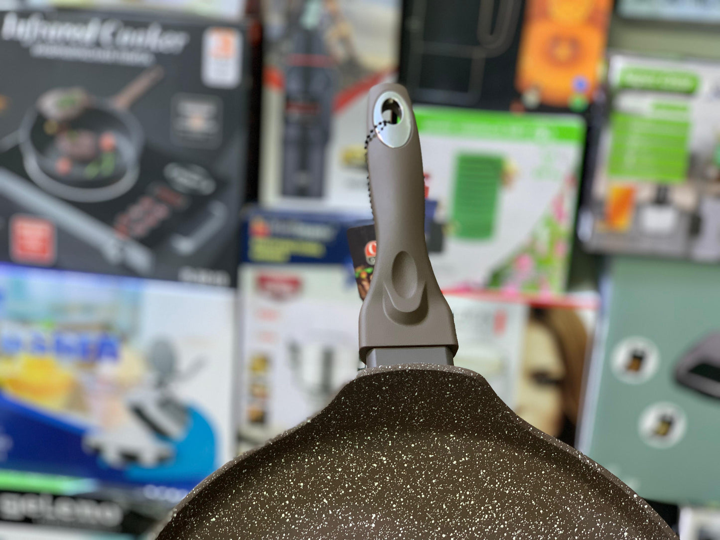 Non Stick Creepy Pans - Pizza Pan and Tawa 32cm Granite Coating Color Dark