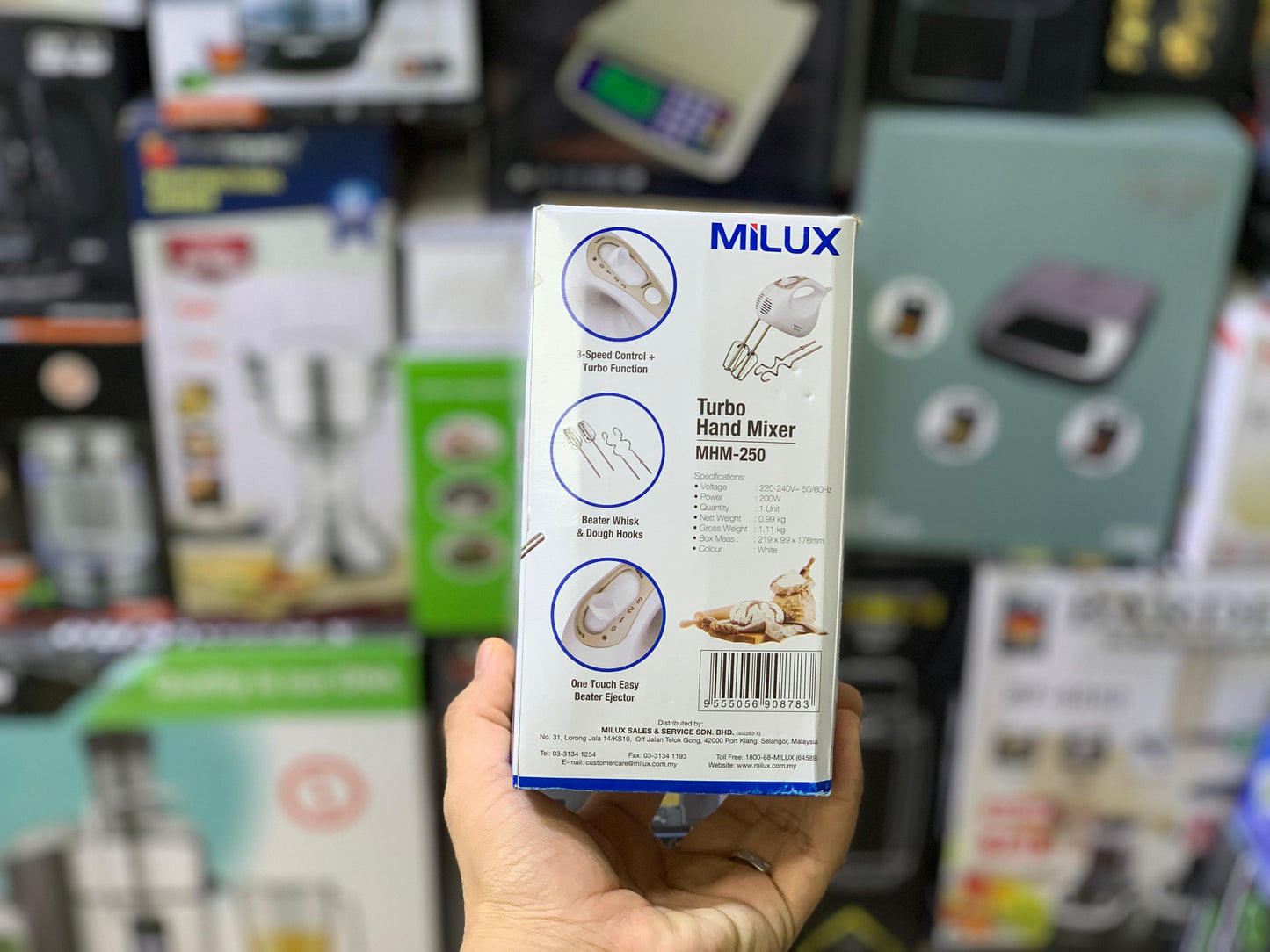 MILUX Brand Turbo Hand Mixer 200 watt | Coffee Beater | MHM-250