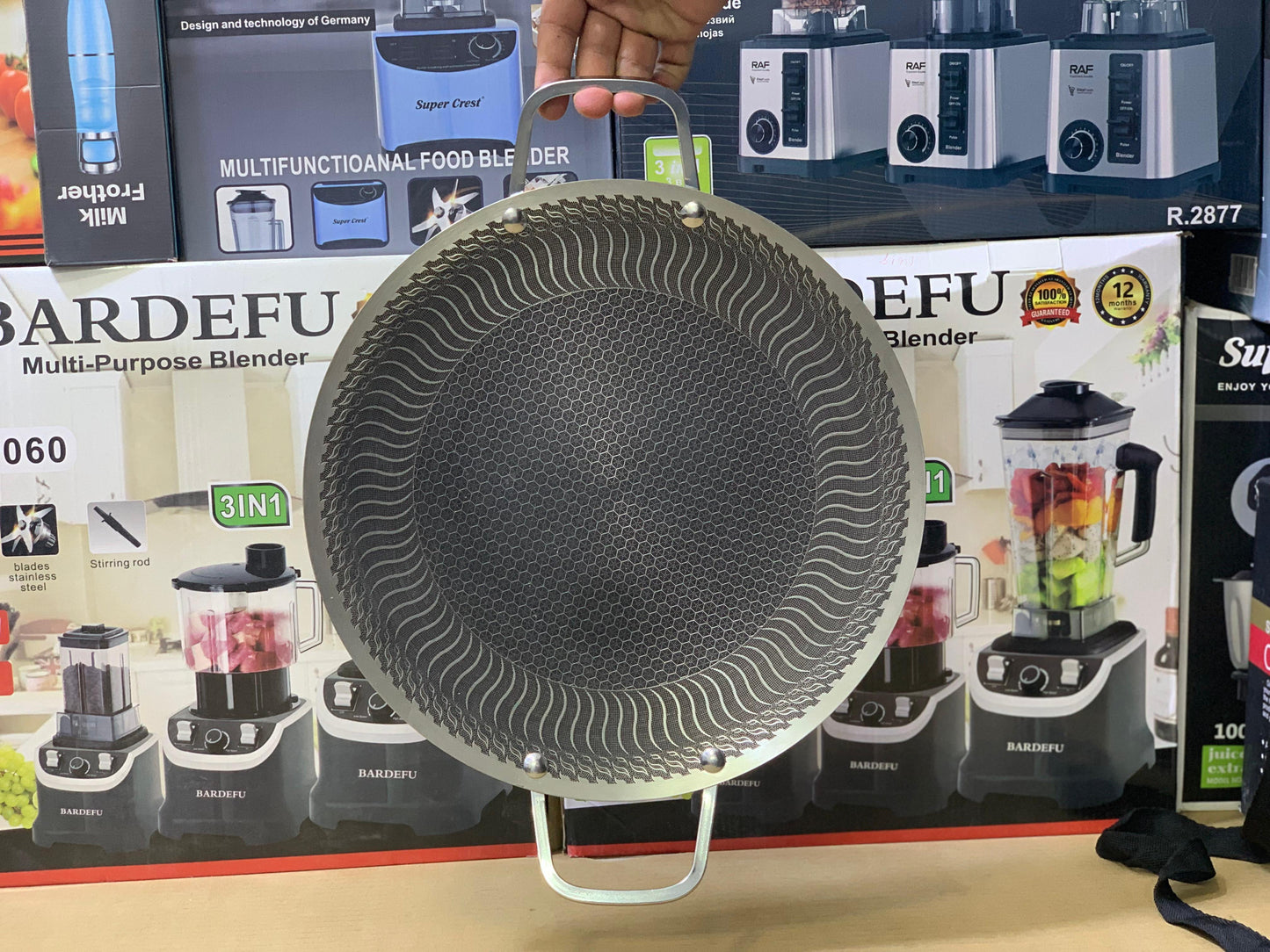 Laser coating honeycomb pattern tawa stainless steel