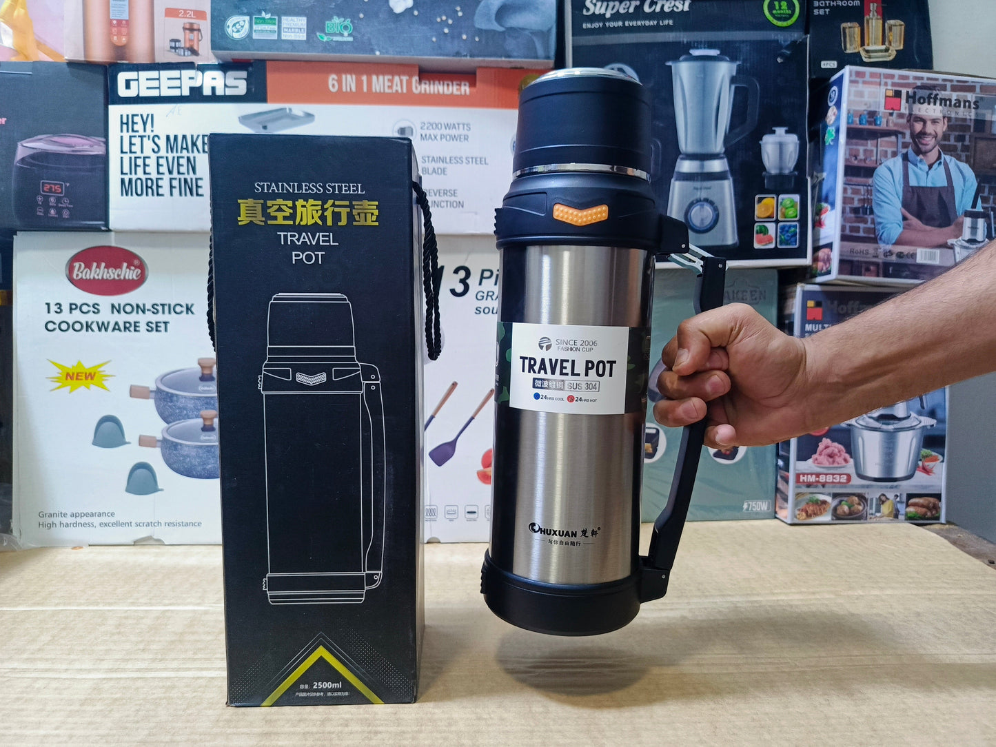 Travel Pot Water Bottle 2000ml Stainless Steel SUS 304 and Hot and Cool 24 housr