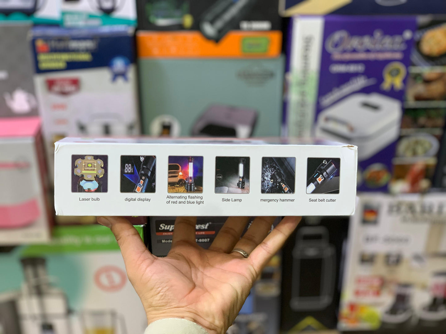 Multi Functional LED Flashlight and Cigarette Lighter Port | 1 meter Light Range | Model 2407