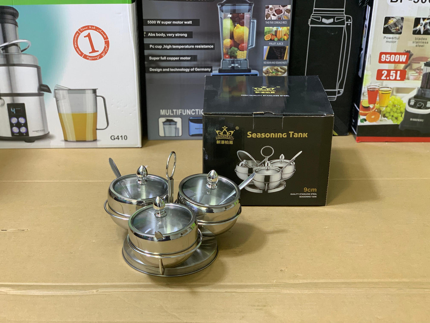 Seasoning Tank 9cm pot Stainless steel with tea Spoon | Spice Rack