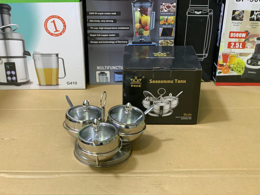 Seasoning Tank 9cm pot Stainless steel with tea Spoon | Spice Rack