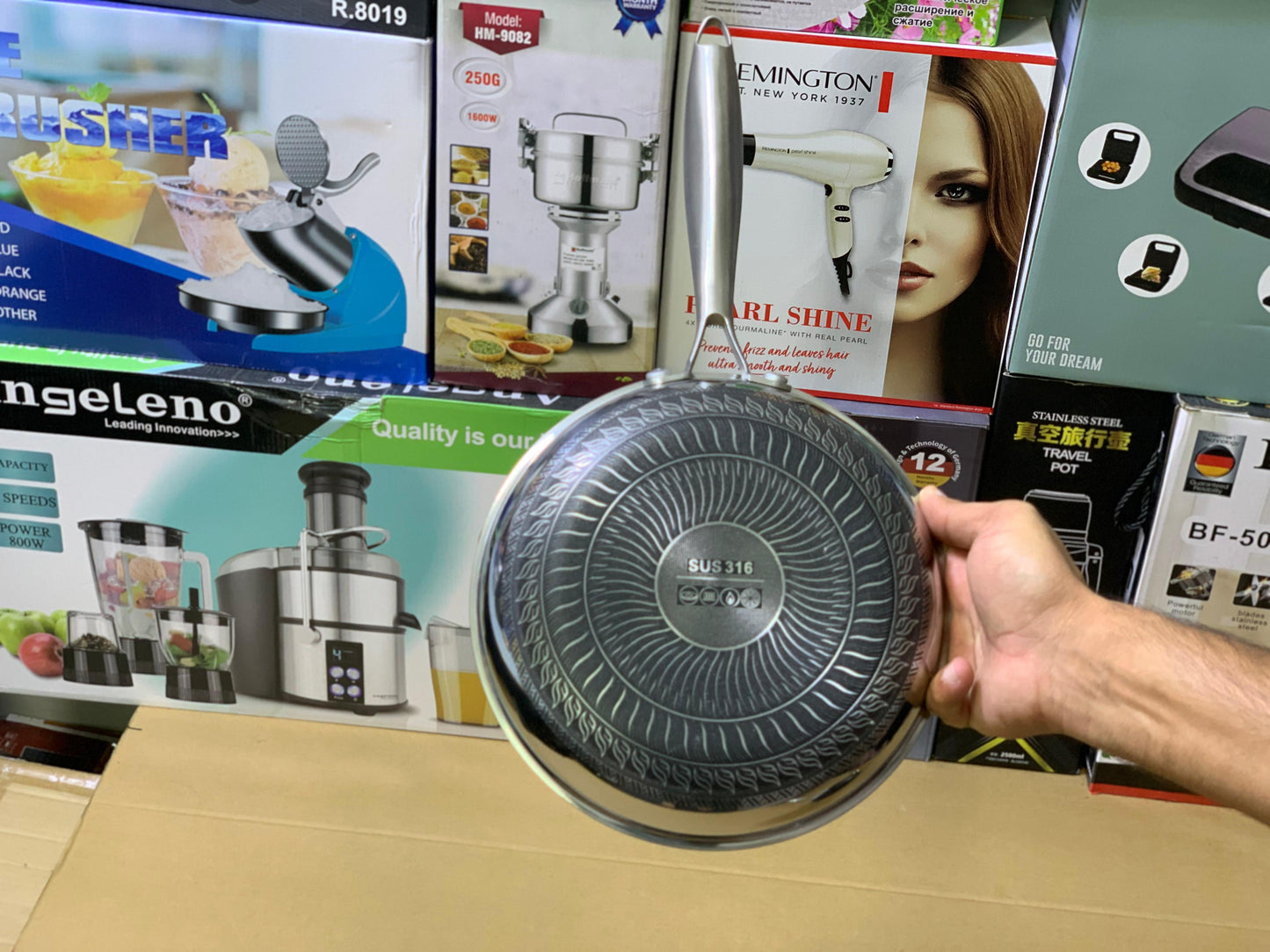 Laser Coating Frying pan Stainless steel Honeycomb Pattern Skillet Without Lid